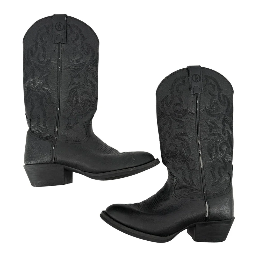 Tony Lama 3R Buckaroo Western Cowboy Boots Black Deertan Leather Men 7D RR4002